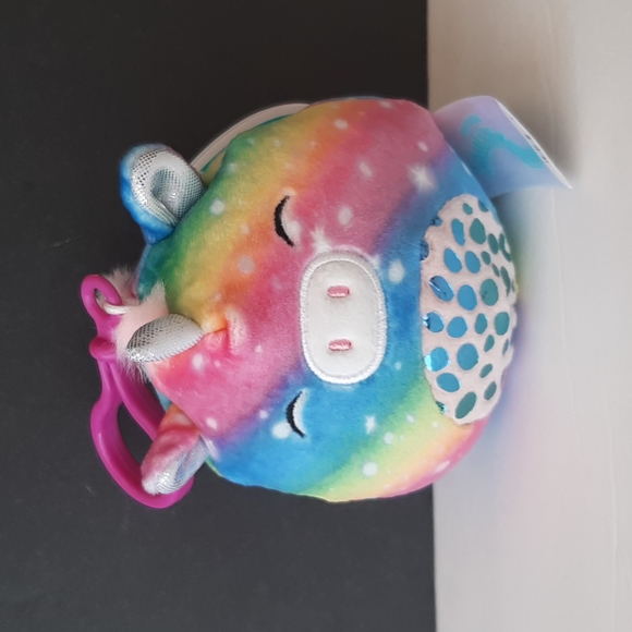 Squishmallows Prim Unicorn Rainbow Clip-On 3.5" Exclusive Rainbow Pink Blue - Picture 2 of 12
